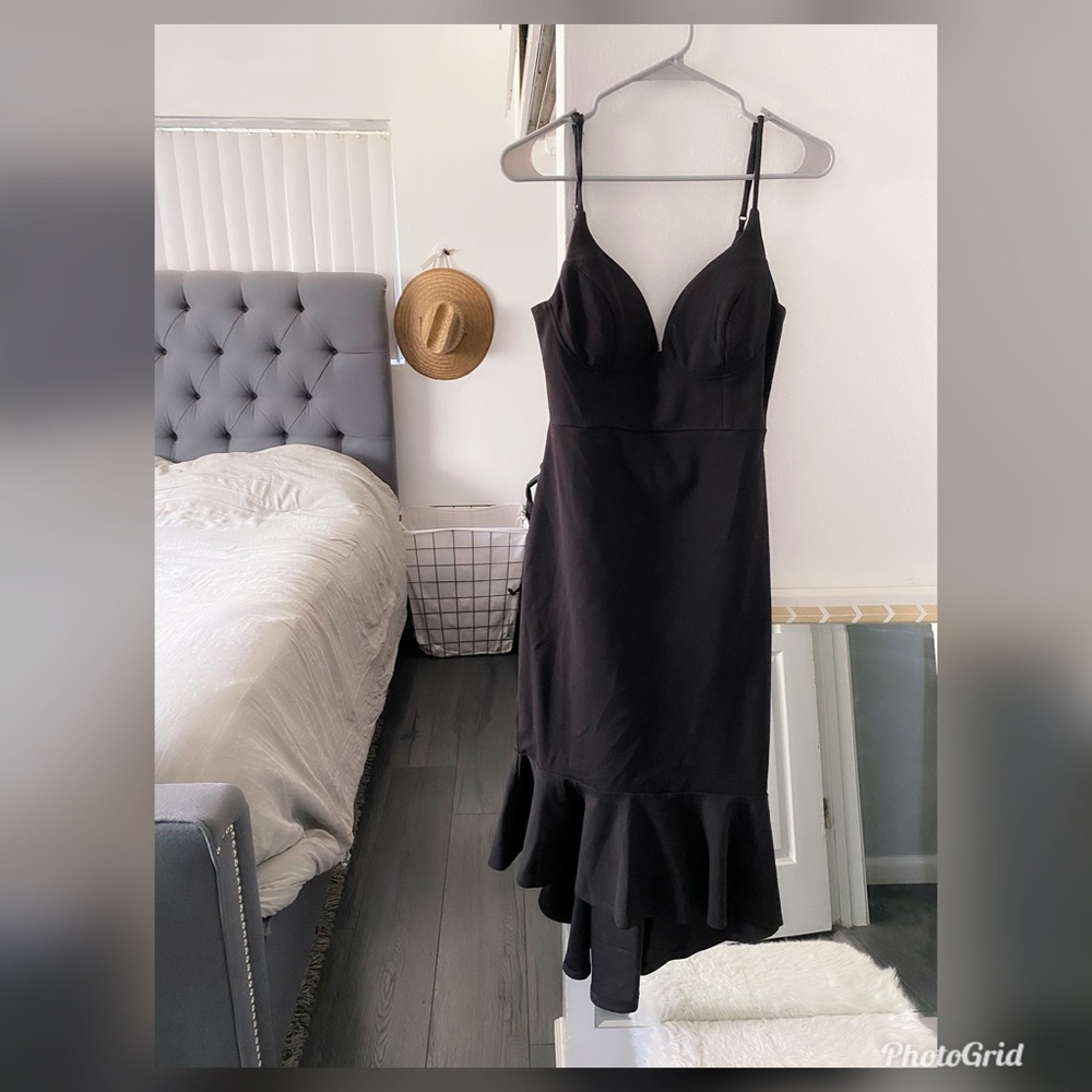 Black ruffle bottom dress